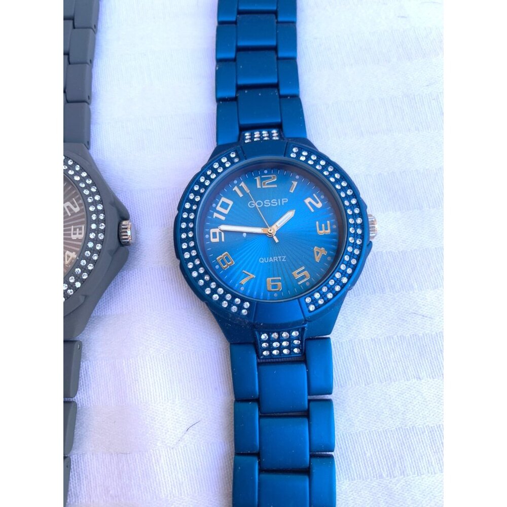 Lot 3 Gossip Quartz Rhinestone Fashion Watches Blue Gray Orange Japan Movement - Picture 4 of 8